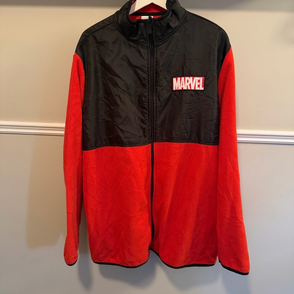 Marvel Fleece Zip Jacket Red Black Disney Store Adult XL